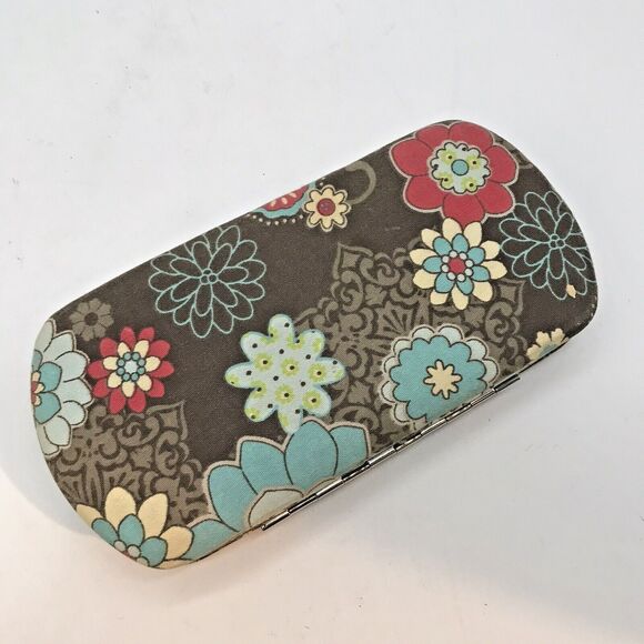 Thirty-One 31 Floral Wallet Padded Clam Shell Press Click Lock Organizer Clutch - Picture 1 of 10